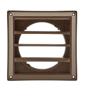 Lambro 361B 6 in Brown Plastic Wall Vent for Bath Fan and Range Hood Exhaust with Backdraft Damper Flaps Low Profile Exterior Vent Cover UV Resistant Paintable