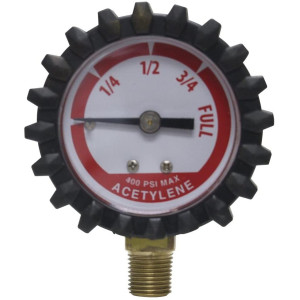 Uniweld G19D Acetylene Replacement Contents Gauge1-1/2-Inch 400 PSI with Protective Rubber Boots
