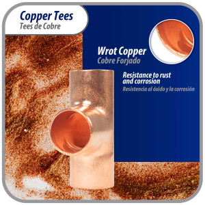 Appli Parts AP-T038 3/8 pulg Tee de Cobre Conexiones CxCxC soldadas para aplicaciones de refrigeracion, aire acondicionado y plomeria Tuberia de Cobre ACR y Tipo L