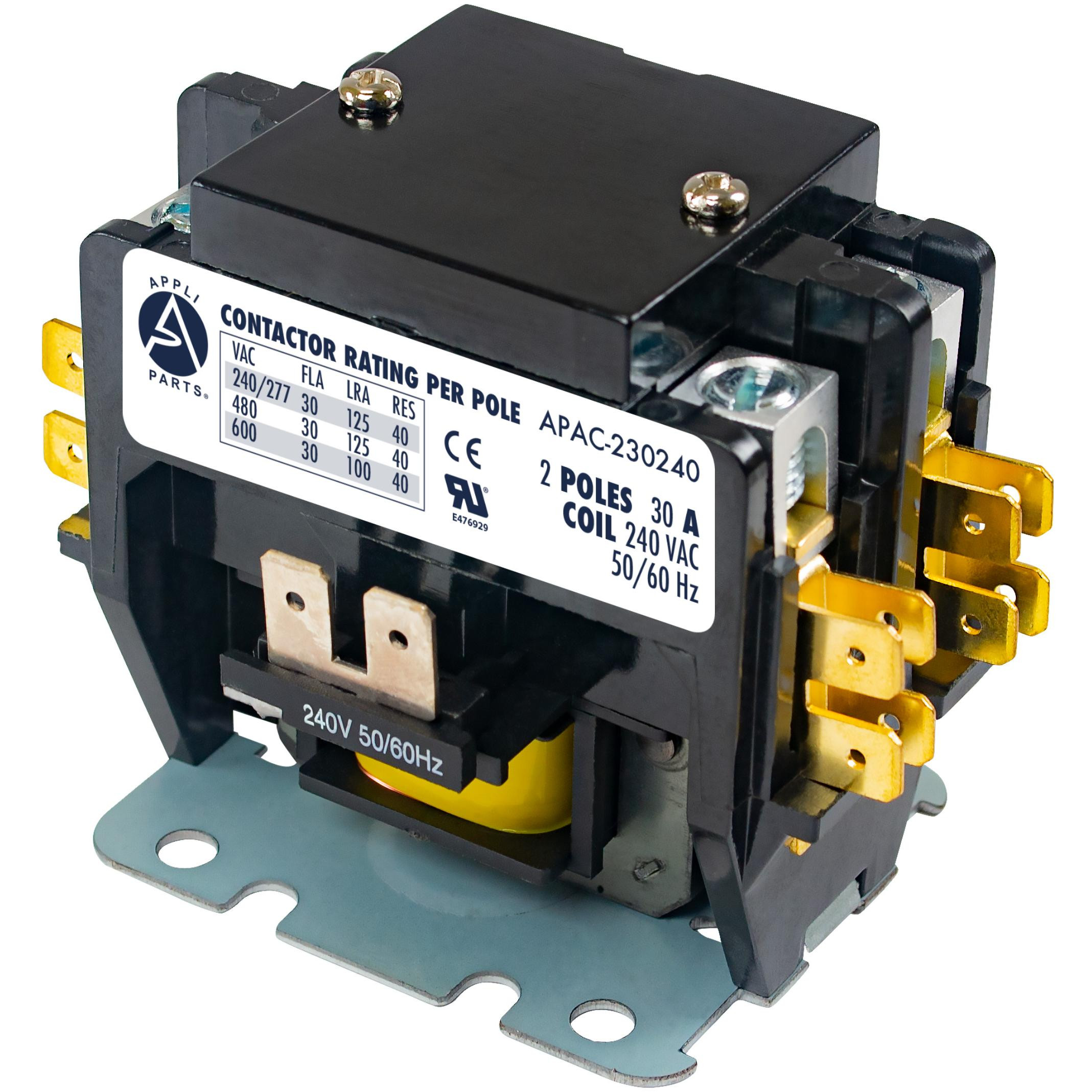 Appli Parts APAC-230240 Heavy Duty Contactor 2 Poles 30A 240V Coil Replacement f