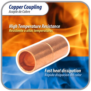 Appli Parts AP-A014 1/4 pulg Anillo de Cobre Accesorios de tuberia de cobre CxC Conexiones soldadas para aplicaciones de refrigeracion, aire acondicionado y plomeria Tuberia de cobre ACR y tipo L