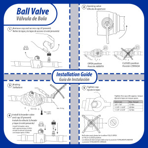 Appli Parts APBV-014 Valvula de Cierre 1/4 pulg tipo Bola de conexion soldable con puerto de servicio SAE de 1/4 de pulg presion maxima de trabajo 610 psi temperaturas de -30 C a 120 C longitud total 165.5 mm