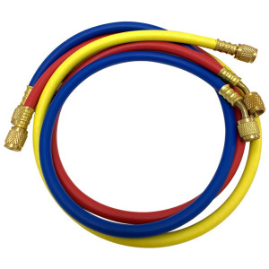 Appli Parts APMG-H36840 36 in Long 1/4 in SAE x 5/16 in SAE Red/Blue Hose, 1/4 in x 1/4 in SAE Yellow Refrigerant Hoses for use with HVAC Manifold gauges R410, rated 800-4000psi for Charging servicing AC systems Appli Parts APMG-H36840 36 in Long 1/4 in SAE x 5/16 in SAE Red/Blue Hose, 1/4 in x 1/4 in SAE Yellow Refrigerant Hoses for use with HVAC Manifold gauges R410, rated 800-4000psi for Charging servicing AC systems