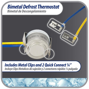 Appli Parts APBT-L55CA Bimetal Termico 2 Cables Abre a 13C y Cierra a 4C, con clip, cables de colores azul y amarillo, Referencia BIM-318 / Termodisco 15pies Appli Parts APBT-L55CA Bimetal Termico 2 Cables Abre a 13C y Cierra a 4C, con clip, cables de colores azul y amarillo, Referencia BIM-318 / Termodisco 15pies
