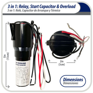Appli Parts APTO-810 Kit 3 en 1, 1/12 a 1/5 HP, 115 V, Relay de Arranque, Capacitor y Termico Kit 3 en 1 RCO-810 remplazo para compresores de capacidad entre 1/12 y 1/5hp 115V UL SA44719 Appli Parts APTO-810 Kit 3 en 1, 1/12 a 1/5 HP, 115 V, Relay de Arranque, Capacitor y Termico Kit 3 en 1 RCO-810 remplazo para compresores de capacidad entre 1/12 y 1/5hp 115V UL SA44719