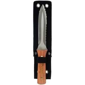 MA-Line MA-KN74HD Cuchillo y funda para Ducteria. Hoja de acero inoxidable. Liso por 1 lado. Dentado en el lado opuesto