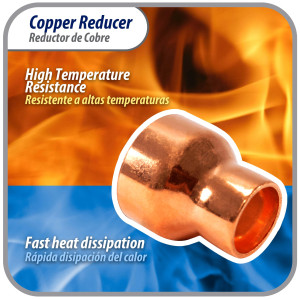 Appli Parts AP-R138078 Reductor de Cobre de 1-3/8x7/8 pulg Conexiones CxC soldadas para aplicaciones de refrigeracion, aire acondicionado y plomeria Tuberia de cobre ACR y Tipo L Appli Parts AP-R138078 Reductor de Cobre de 1-3/8x7/8 pulg Conexiones CxC soldadas para aplicaciones de refrigeracion, aire acondicionado y plomeria Tuberia de cobre ACR y Tipo L