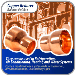 Appli Parts AP-R138078 Reductor de Cobre de 1-3/8x7/8 pulg Conexiones CxC soldadas para aplicaciones de refrigeracion, aire acondicionado y plomeria Tuberia de cobre ACR y Tipo L Appli Parts AP-R138078 Reductor de Cobre de 1-3/8x7/8 pulg Conexiones CxC soldadas para aplicaciones de refrigeracion, aire acondicionado y plomeria Tuberia de cobre ACR y Tipo L