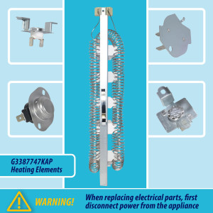 Appli Parts 3387747 Heating Element Kit Replacement for Whirlpool Dryers and other models Includes 1 x 3387747 dryer heating element, 1 x Thermostat 279816AP, 1 x 279973AP and 3392519AP Thermal Fuse