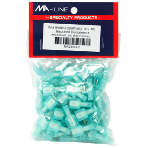 MA-Line MA03473-2 Quick Disconnect Fully Insulated Male 16-14M, 250 TAB. Bag of 100ea