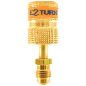 Uniweld Adaptador Ez-Turn Anti-Blowback 1/4 pulg MF x 1/4 pulg FF para R-410a, CFC, HCFC y HFC EZAB Uniweld Adaptador Ez-Turn Anti-Blowback 1/4 pulg MF x 1/4 pulg FF para R-410a, CFC, HCFC y HFC EZAB