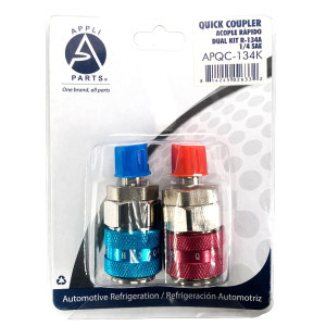 Appli Parts APQC-134K kit R134a de adaptador de acoplamiento rapido para carga de aire acondicionado automotriz incluye conexiones de presion de grado profesional recto alto y bajo de 1/4 pulg Appli Parts APQC-134K kit R134a de adaptador de acoplamiento rapido para carga de aire acondicionado automotriz incluye conexiones de presion de grado profesional recto alto y bajo de 1/4 pulg