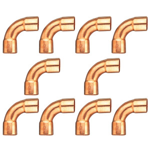 Appli Parts AP-C078LB10 7/8 90 Degree Elbow Long Turn Copper pipe fittings CxC Sweat connections for refrigeration, air conditioning and plumbing applications ACR and Type L copper pipe (10 x Bag) Appli Parts AP-C078LB10 7/8 90 Degree Elbow Long Turn Copper pipe fittings CxC Sweat connections for refrigeration, air conditioning and plumbing applications ACR and Type L copper pipe (10 x Bag)
