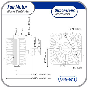 Appli Parts APFM-161E Motor Ventilador 16W para condensador de refrigeracion 115V 60Hz 0.95A 1450rpm Incluye base y Aspa de aluminio de 250mm CCWSE Universal Appli Parts APFM-161E Motor Ventilador 16W para condensador de refrigeracion 115V 60Hz 0.95A 1450rpm Incluye base y Aspa de aluminio de 250mm CCWSE Universal