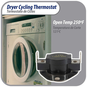 Appli Parts APDT-L250 Thermostat Dryer snap disc L-250-40F Hi limit opens at 250 F replacement for WH4X584 APDT-L250