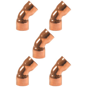 Appli Parts AP-C13845B5 1-3/8 45 Degree Elbow Short Turn Copper pipe fittings CxC Sweat connections for refrigeration, air conditioning and plumbing applications ACR and Type L copper pipe (5 x Bag) Appli Parts AP-C13845B5 1-3/8 45 Degree Elbow Short Turn Copper pipe fittings CxC Sweat connections for refrigeration, air conditioning and plumbing applications ACR and Type L copper pipe (5 x Bag)