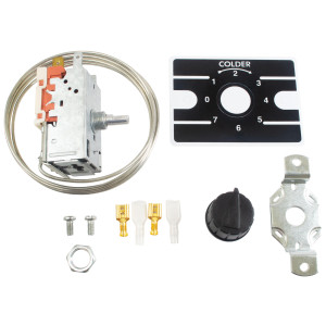 Appli Parts APRT-1126 Temperature Control Thermostat for Freezers, Refrigerators, Coolers Display, SPST, Cold Cut-In 0.4 F, Cold Cut-Out -11.2 F, Warm Cut-In 15.8 F, Capillary Tube 47 in, K50P-1126