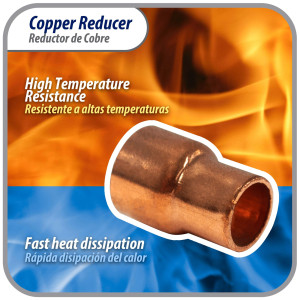 Appli Parts AP-R012038 Reductor de Cobre de 1/2x3/8 pulg Conexiones CxC soldadas para aplicaciones de refrigeracion, aire acondicionado y plomeria Tuberia de cobre ACR y Tipo L Appli Parts AP-R012038 Reductor de Cobre de 1/2x3/8 pulg Conexiones CxC soldadas para aplicaciones de refrigeracion, aire acondicionado y plomeria Tuberia de cobre ACR y Tipo L