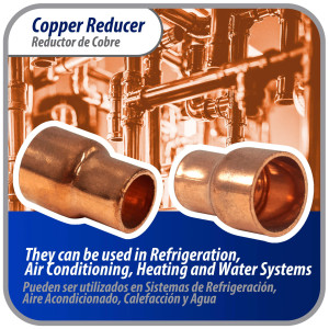 Appli Parts AP-R012038 Reductor de Cobre de 1/2x3/8 pulg Conexiones CxC soldadas para aplicaciones de refrigeracion, aire acondicionado y plomeria Tuberia de cobre ACR y Tipo L Appli Parts AP-R012038 Reductor de Cobre de 1/2x3/8 pulg Conexiones CxC soldadas para aplicaciones de refrigeracion, aire acondicionado y plomeria Tuberia de cobre ACR y Tipo L