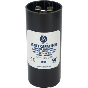 Appli Parts motor start capacitor 130-156 Mfd (microfarads) uF 250 VAC universal fit for electric motor applications 1-7/16 in Wide 3-3/8 in Height CON-130-250
 Appli Parts motor start capacitor 130-156 Mfd (microfarads) uF 250 VAC universal fit for electric motor applications 1-7/16 in Wide 3-3/8 in Height CON-130-250