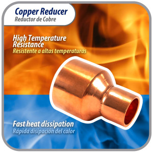 Appli Parts AP-R158078 Reductor de Cobre de 1-5/8x7/8 pulg Conexiones CxC soldadas para aplicaciones de refrigeracion, aire acondicionado y plomeria Tuberia de cobre ACR y Tipo L Appli Parts AP-R158078 Reductor de Cobre de 1-5/8x7/8 pulg Conexiones CxC soldadas para aplicaciones de refrigeracion, aire acondicionado y plomeria Tuberia de cobre ACR y Tipo L