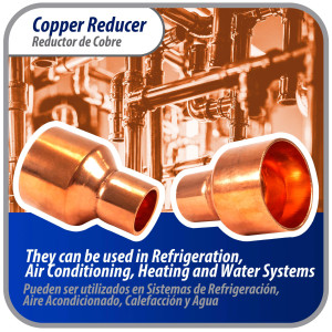 Appli Parts AP-R158078 Reductor de Cobre de 1-5/8x7/8 pulg Conexiones CxC soldadas para aplicaciones de refrigeracion, aire acondicionado y plomeria Tuberia de cobre ACR y Tipo L Appli Parts AP-R158078 Reductor de Cobre de 1-5/8x7/8 pulg Conexiones CxC soldadas para aplicaciones de refrigeracion, aire acondicionado y plomeria Tuberia de cobre ACR y Tipo L