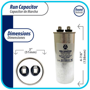 Appli Parts Condensador Capacitor de Marcha 60 Mfd uF (microfaradios) 370VAC o 450VAC CBB65 Universal Aire acondicionado y otras aplicaciones Redondo UL E476928 13.8cm Alto 5.1cm Ancho CON-60-450 Appli Parts Condensador Capacitor de Marcha 60 Mfd uF (microfaradios) 370VAC o 450VAC CBB65 Universal Aire acondicionado y otras aplicaciones Redondo UL E476928 13.8cm Alto 5.1cm Ancho CON-60-450