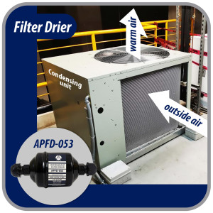 Appli Parts APFD-053 Filtro Secador 3/8 pulg para linea Liquido para Sistemas de Refrigeracion y aire acondicionado 053 SAE Rosca Universal Unidireccional 114mm Largo 51mm Ancho