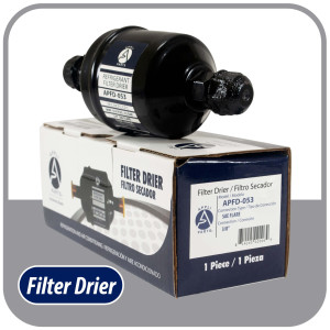 Appli Parts APFD-053 Filtro Secador 3/8 pulg para linea Liquido para Sistemas de Refrigeracion y aire acondicionado 053 SAE Rosca Universal Unidireccional 114mm Largo 51mm Ancho