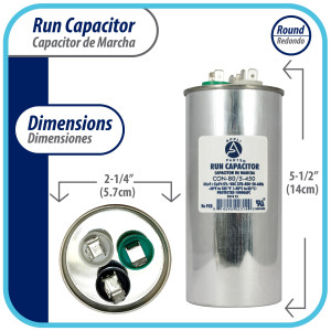 Appli Parts Condensador Capacitor de Marcha 80+5 Mfd uF (microfaradios) 370VAC o 450VAC CBB65 Universal Aire acondicionado y aplicaciones Redondo UL E476928 14cm Alto 5.7cm Ancho CON-80/5-450 Appli Parts Condensador Capacitor de Marcha 80+5 Mfd uF (microfaradios) 370VAC o 450VAC CBB65 Universal Aire acondicionado y aplicaciones Redondo UL E476928 14cm Alto 5.7cm Ancho CON-80/5-450