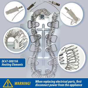 Appli Parts Heating Element Kit DC47-00019AKAP 
Includes: DC47-00019A Heater, DC47-00018A Thermostat, DC96-00887A Fuse, DC47-00016A Fuse Appli Parts Heating Element Kit DC47-00019AKAP 
Includes: DC47-00019A Heater, DC47-00018A Thermostat, DC96-00887A Fuse, DC47-00016A Fuse