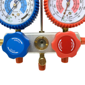 Appli Parts APMG-A1A36S Manometro R410, Escala Dual Presion Kpa/psi, Escala Dual Temperatura Fahrenheit/Centigrado, Cuerpo Aluminio con Mirilla, incluye Mangueras 90 cm 5/16 SAE Rojo,Azul 1/4 SAE Amarillo Appli Parts APMG-A1A36S Manometro R410, Escala Dual Presion Kpa/psi, Escala Dual Temperatura Fahrenheit/Centigrado, Cuerpo Aluminio con Mirilla, incluye Mangueras 90 cm 5/16 SAE Rojo,Azul 1/4 SAE Amarillo