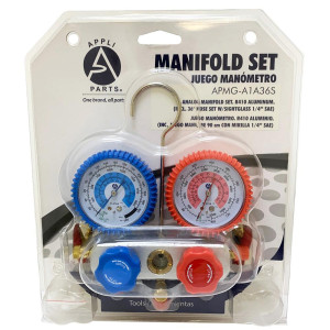 Appli Parts APMG-A1A36S Manometro R410, Escala Dual Presion Kpa/psi, Escala Dual Temperatura Fahrenheit/Centigrado, Cuerpo Aluminio con Mirilla, incluye Mangueras 90 cm 5/16 SAE Rojo,Azul 1/4 SAE Amarillo Appli Parts APMG-A1A36S Manometro R410, Escala Dual Presion Kpa/psi, Escala Dual Temperatura Fahrenheit/Centigrado, Cuerpo Aluminio con Mirilla, incluye Mangueras 90 cm 5/16 SAE Rojo,Azul 1/4 SAE Amarillo
