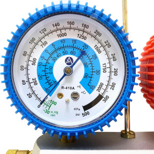 Appli Parts APMG-A1A36S Manometro R410, Escala Dual Presion Kpa/psi, Escala Dual Temperatura Fahrenheit/Centigrado, Cuerpo Aluminio con Mirilla, incluye Mangueras 90 cm 5/16 SAE Rojo,Azul 1/4 SAE Amarillo Appli Parts APMG-A1A36S Manometro R410, Escala Dual Presion Kpa/psi, Escala Dual Temperatura Fahrenheit/Centigrado, Cuerpo Aluminio con Mirilla, incluye Mangueras 90 cm 5/16 SAE Rojo,Azul 1/4 SAE Amarillo