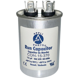 Appli Parts Run Capacitor for ac 15 Mfd uF (microfarads) 370VAC CBB65 Round Universal fit for hvac and other applications in High in Wide CON-15-370-R

