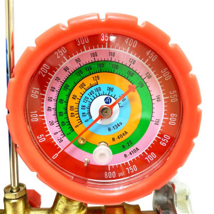 Appli Parts APMG-A3B36 R134,R22,R404,R410a Manifold Gauge Set, Brass Body, Includes 36 in long 1/4in SAE Hose Set and 5/16 in to 1/4 in SAE Adapter, Pressure psi, Temperature Fahrenheit Scales Appli Parts APMG-A3B36 R134,R22,R404,R410a Manifold Gauge Set, Brass Body, Includes 36 in long 1/4in SAE Hose Set and 5/16 in to 1/4 in SAE Adapter, Pressure psi, Temperature Fahrenheit Scales