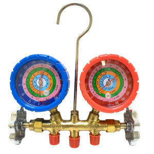 Appli Parts APMG-A3B36 R134,R22,R404,R410a Manifold Gauge Set, Brass Body, Includes 36 in long 1/4in SAE Hose Set and 5/16 in to 1/4 in SAE Adapter, Pressure psi, Temperature Fahrenheit Scales Appli Parts APMG-A3B36 R134,R22,R404,R410a Manifold Gauge Set, Brass Body, Includes 36 in long 1/4in SAE Hose Set and 5/16 in to 1/4 in SAE Adapter, Pressure psi, Temperature Fahrenheit Scales