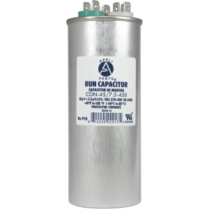 Appli Parts Condensador Capacitor de Marcha 45+7.5 Mfd uF (microfaradios) 370VAC o 450VAC CBB65 Universal Aire acondicionado y otras aplicaciones Redondo UL E476928 13.7cm Alto 5cm Ancho CON-20/5-450
