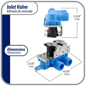 WH13X81 Appli Parts inlet water valve for washing machine 2 x 3/4 NPT Inlet 1 x 1/2 Outlet 110-120V 50/60Hz Universal replacement for General Electric and other brands APIV-2111 WH13X81 Appli Parts inlet water valve for washing machine 2 x 3/4 NPT Inlet 1 x 1/2 Outlet 110-120V 50/60Hz Universal replacement for General Electric and other brands APIV-2111