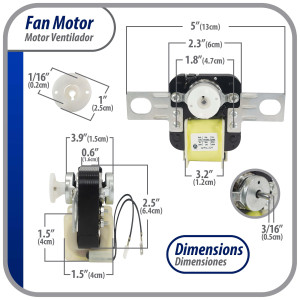 Appli Parts APFM-329 20 W Motor Ventilador, 110 V, 50/60 Hz, 0.48 A, 3000 rpm, rotacion CW remplazo Universal para Evaporadores, no incluye aspa Appli Parts APFM-329 20 W Motor Ventilador, 110 V, 50/60 Hz, 0.48 A, 3000 rpm, rotacion CW remplazo Universal para Evaporadores, no incluye aspa