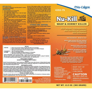 Nu-Calgon 4292-75 Kill Max Strike Wasp. It instantly and effectively kills wasps, hornets, yellow jackets, and scorpions. Nu-Calgon 4292-75 Kill Max Strike Wasp. It instantly and effectively kills wasps, hornets, yellow jackets, and scorpions.