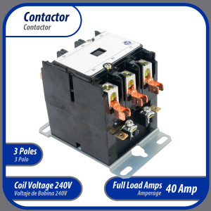 Appli Parts APAC-340240 Heavy Duty 3 Poles Contactor 40 Amp 240 Volts Coil Replacement for ac Compressor and Electrical Applications UL Certified E476929 Appli Parts APAC-340240 Heavy Duty 3 Poles Contactor 40 Amp 240 Volts Coil Replacement for ac Compressor and Electrical Applications UL Certified E476929