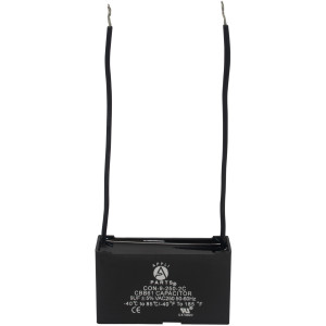 Appli Parts Condensador Capacitor de ventilador 9 mfd (microfaradios) uf 250VAC con 2 cables compatible con cualquier marca de igual capacitancia 4.7cm ancho x 2.6cm prof x 3.7cm alto CAP-9-250-2C