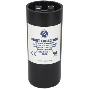 Appli Parts motor start capacitor 200-240 Mfd (microfarads) uF 110-125 VAC universal fit for electric motor applications 1-7/16 in Diameter 3-3/8 in Height CON-200-110
 Appli Parts motor start capacitor 200-240 Mfd (microfarads) uF 110-125 VAC universal fit for electric motor applications 1-7/16 in Diameter 3-3/8 in Height CON-200-110