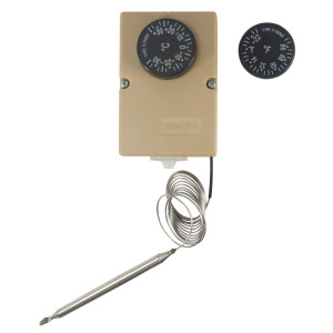 Appli Parts APRT-711 Refrigeration Mechanical Thermostat for Walk-in Coolers and Freezers, 2 Dial Reading Options, -31F to 95F and -35C to 35C, Capillary Tube length 59in with 4in Bulb 16A at 250V