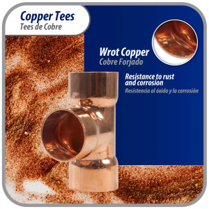 Appli Parts AP-T078 7/8 pulg Tee de Cobre Conexiones CxCxC soldadas para aplicaciones de refrigeracion, aire acondicionado y plomeria Tuberia de Cobre ACR y Tipo L