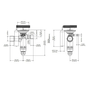 Danfoss 067N3159 15TR Valvula de Expansion Termostatica, TGE, R410A,R32, 5/8x7/8 pulg Soldable, ODF, 1/4 pulg Ecualizacion externa, Bi-flow, -40 a 10 C remplaza 067N3179