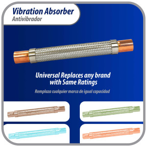 Appli Parts APVE-158 1-5/8 in Vibration Absorber Eliminator Sweat Connections 17 in Long 400 psi Max working and 3,265 psi Burst pressure Appli Parts APVE-158 1-5/8 in Vibration Absorber Eliminator Sweat Connections 17 in Long 400 psi Max working and 3,265 psi Burst pressure