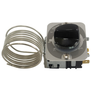 Danfoss 077B7100 Thermostat 1 Door Refrigerators 077B7100 077B0967L Cold Cut-in +14.9F Cold cut-out -0.4F Warm Cut-in +47.3F Warm Cut-out +37.4F Capillary tube length 47.2in B0 Fit: K50P-1125-001