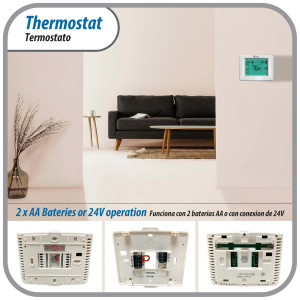 Ecox 7 Day Programmable air conditioning thermostat digital for home or office Touch Screen 5in LCD Backlit display 1 stage, 1C/1H cooling and heating battery (2xAA not Included) or 24 Volt Operated  Ecox 7 Day Programmable air conditioning thermostat digital for home or office Touch Screen 5in LCD Backlit display 1 stage, 1C/1H cooling and heating battery (2xAA not Included) or 24 Volt Operated